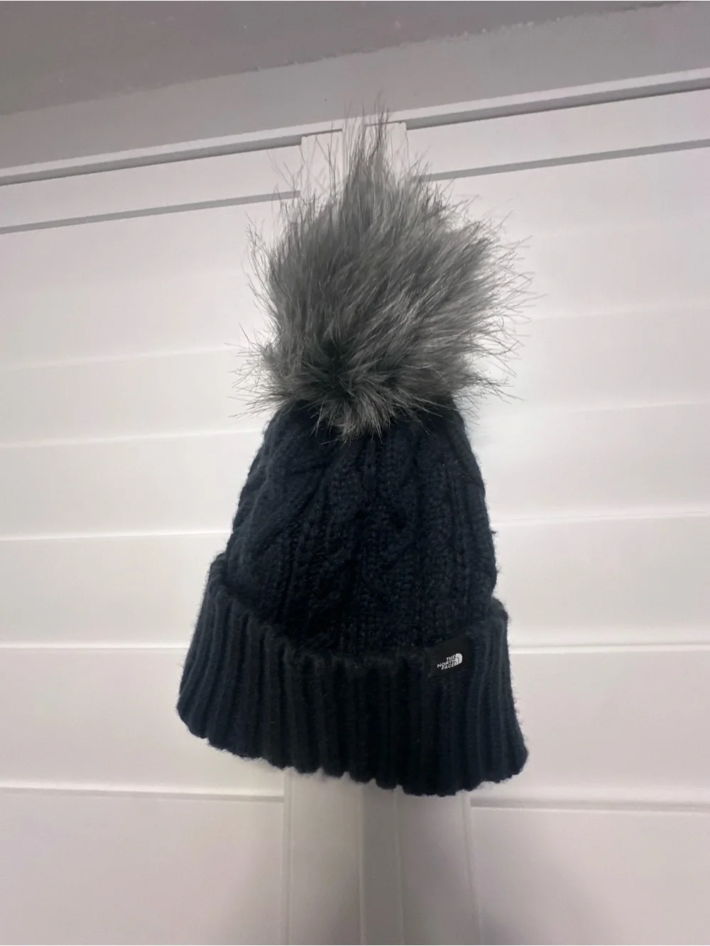 The North Face Black Cable-Knit Pom Beanie